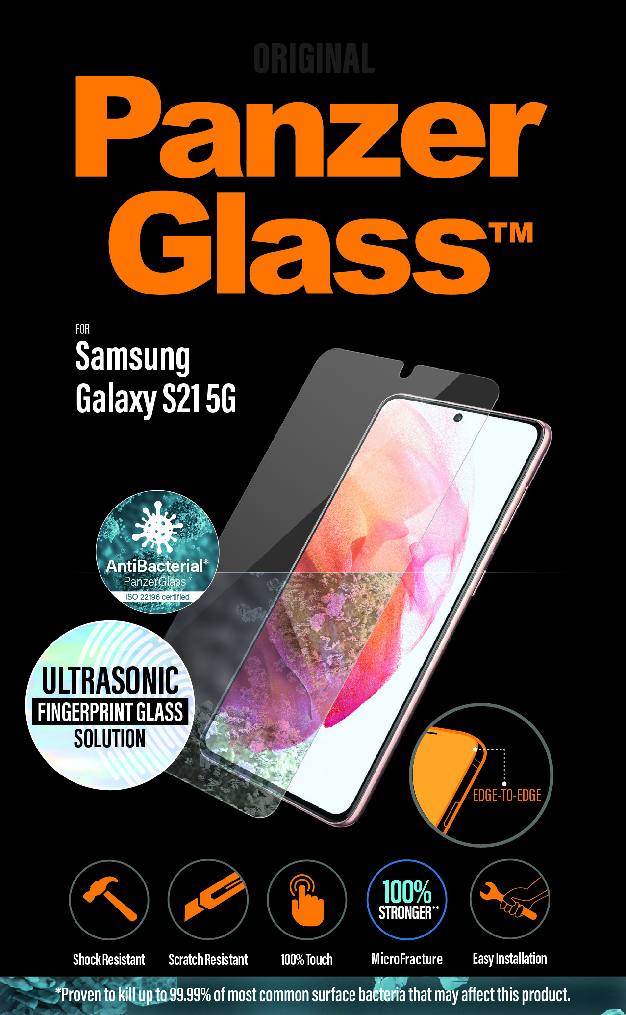 PanzerGlass E2E Samsung Galaxy S21 5G, CF, Antibakt, Black 89716282_7983840234