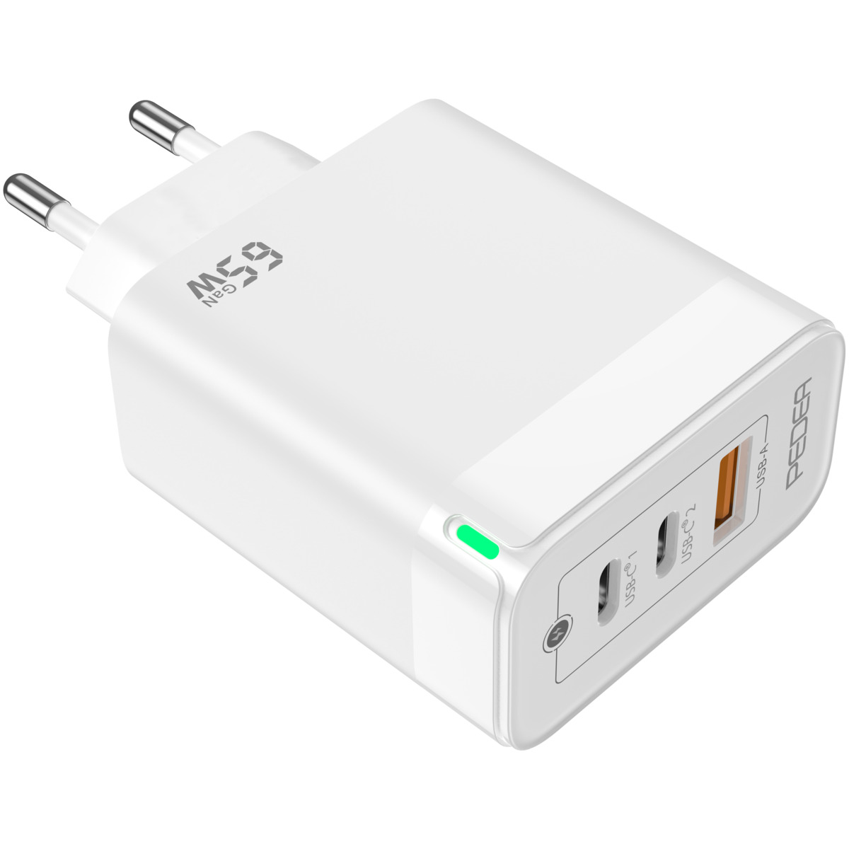 PEDEA Schnellladegerät Triple 65W GaN USB-C -PD- USB-A, weiß