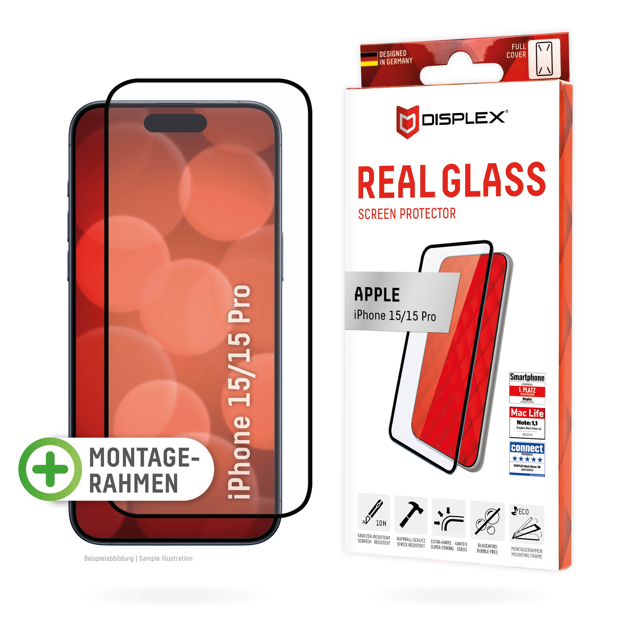 DISPLEX Real Glass FC iPhone 15/15 Pro – Ansicht 1