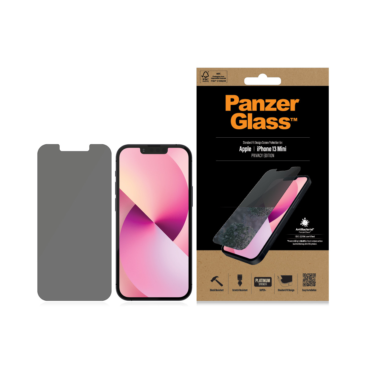 PanzerGlass iPhone 2021 5.4 Privacy Antibakt., Standard Fit 93008073_0892560383
