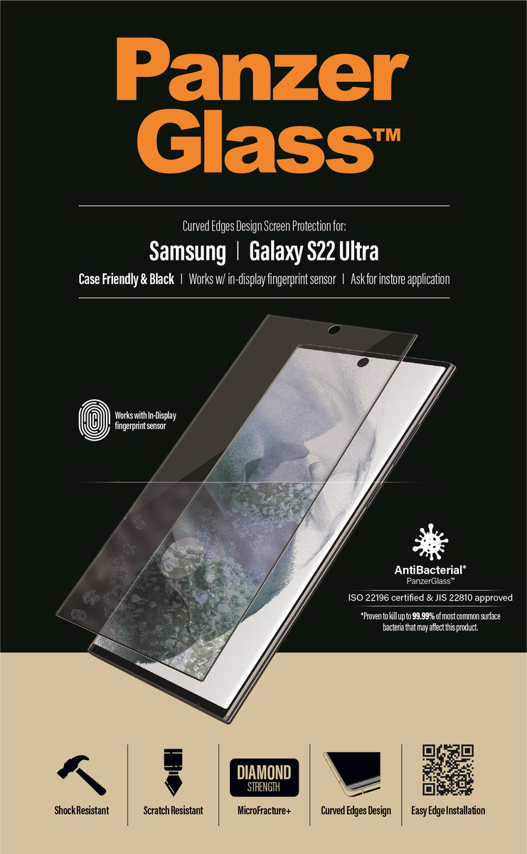PanzerGlass Samsung Galaxy E2E S22 Ultra CF, Curved, Antibakt