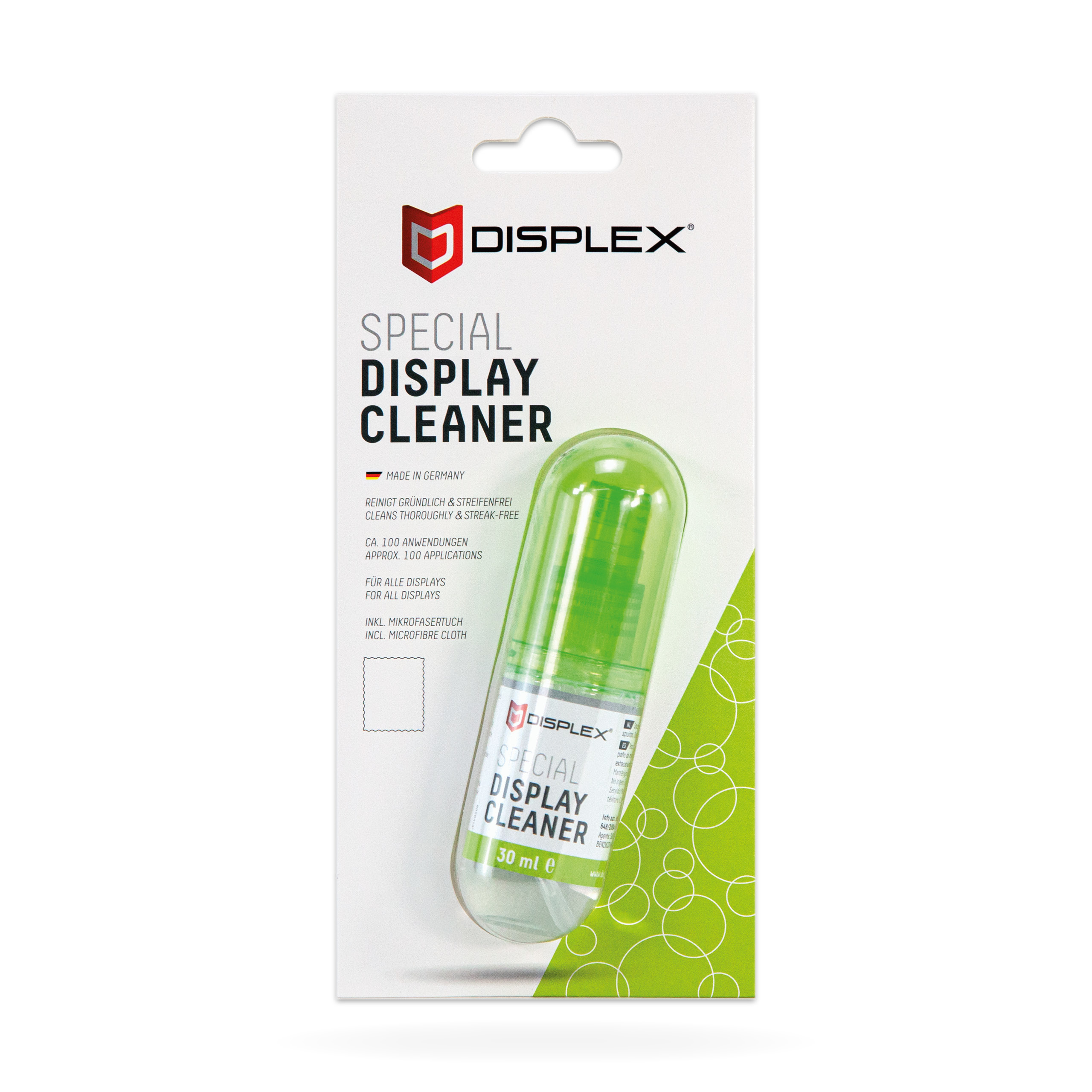 DISPLEX Special Display Cleaner, 30ml Spray mit Mikrofasertuch – Ansicht 1