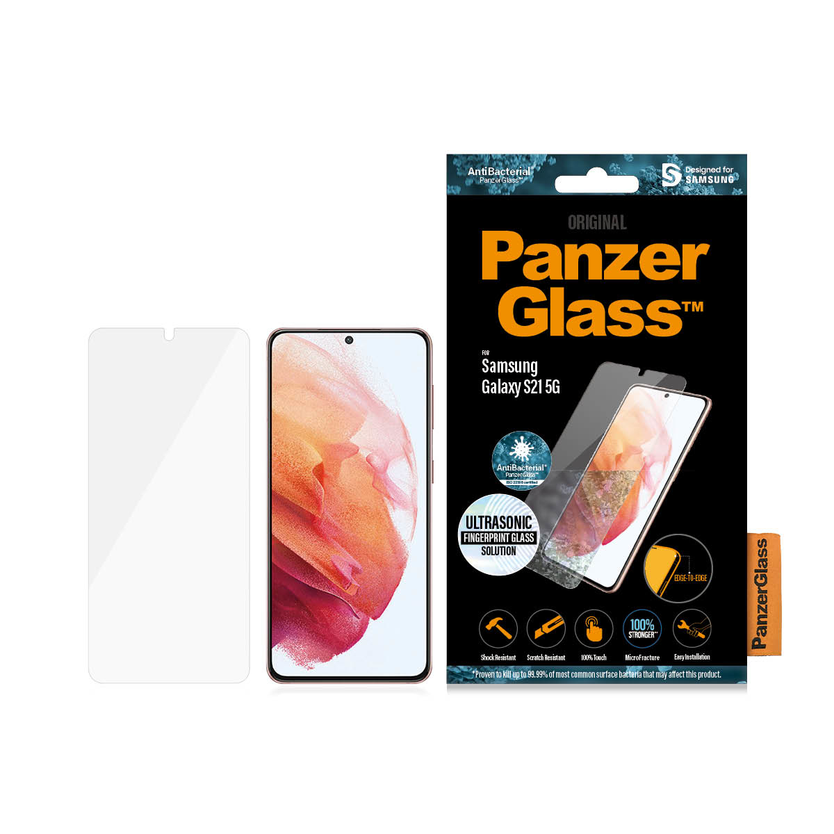 PanzerGlass E2E Samsung Galaxy S21 5G, CF, Antibakt, Black – Ansicht 3