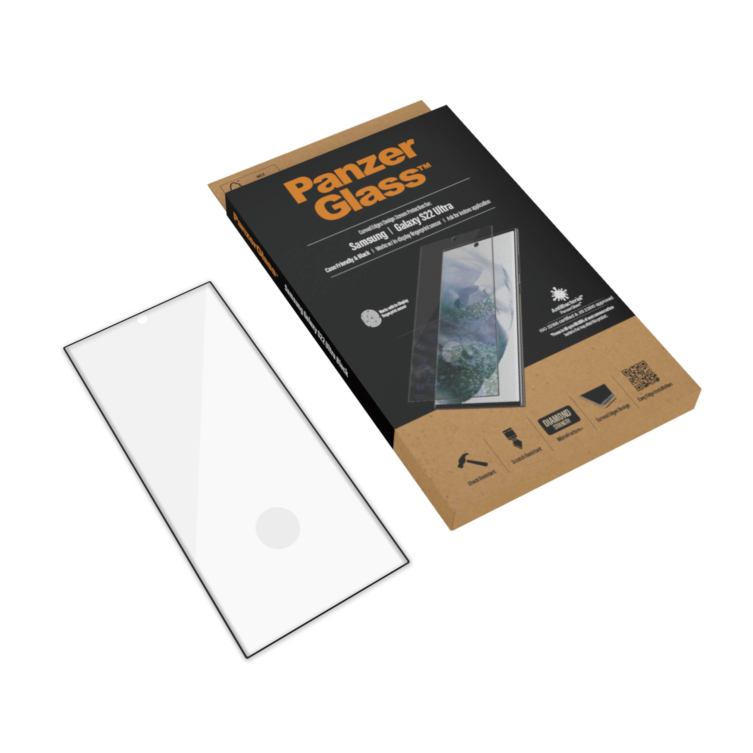 PanzerGlass Samsung Galaxy E2E S22 Ultra CF, Curved, Antibakt 95614310_0209890566