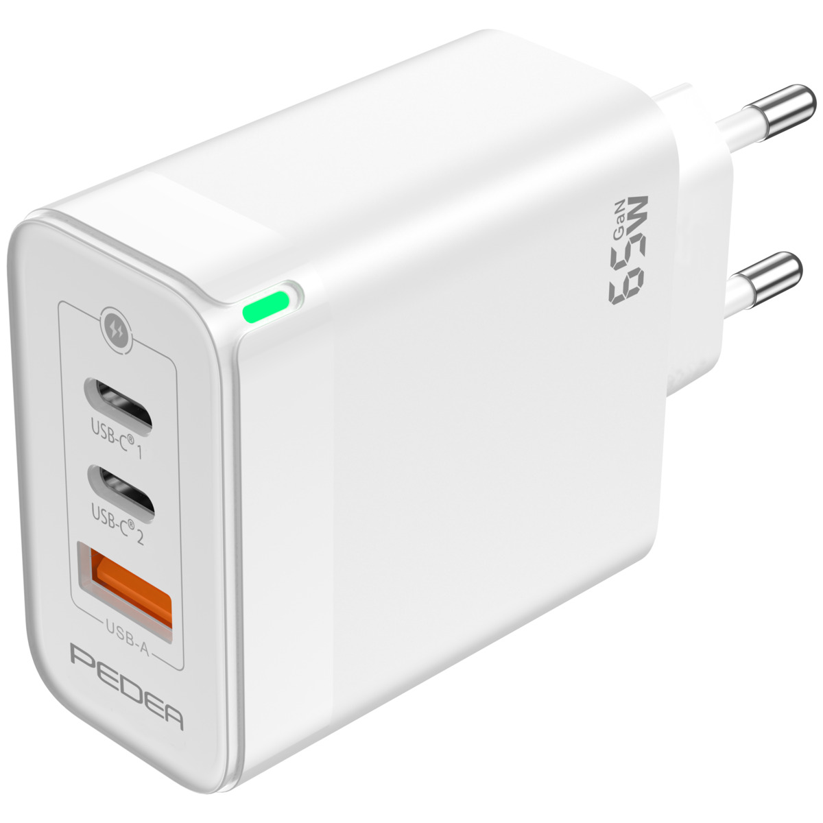 PEDEA Schnellladegerät Triple 65W GaN USB-C -PD- USB-A, weiß