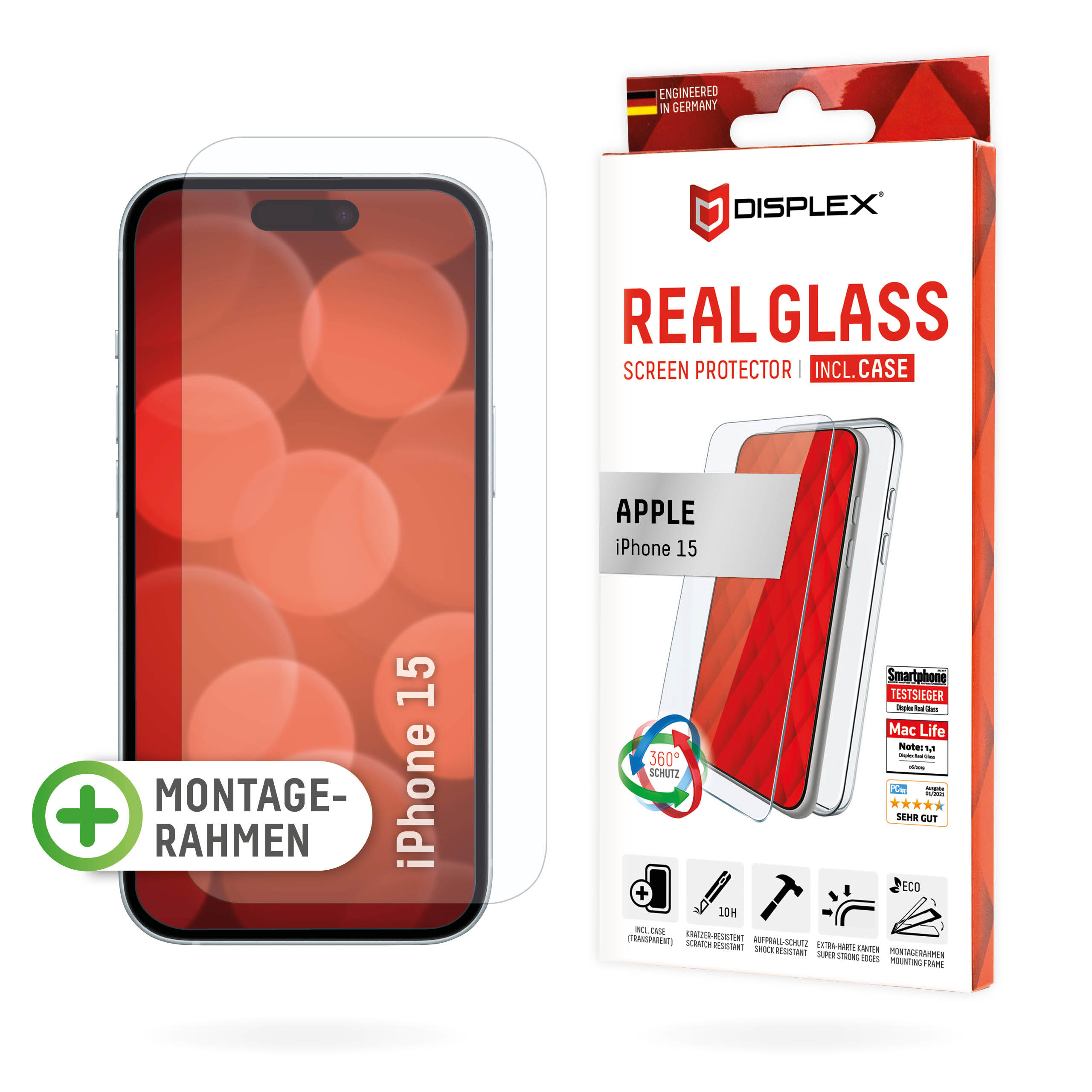 DISPLEX Real Glass + Case iPhone 15 – Ansicht 1
